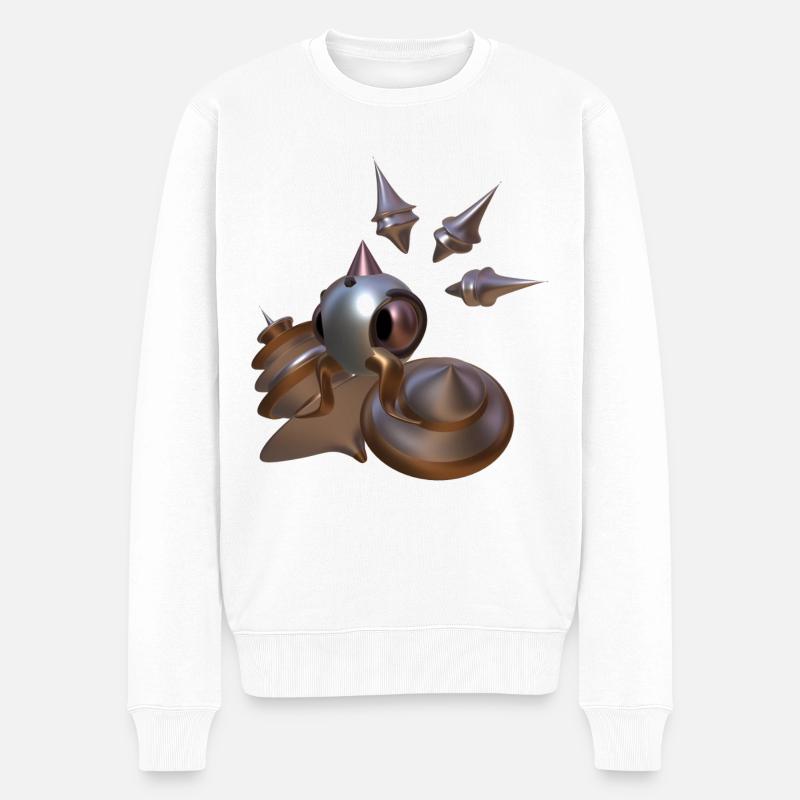 Alien Roboter - Männer Premium Bio Pullover - Weiß