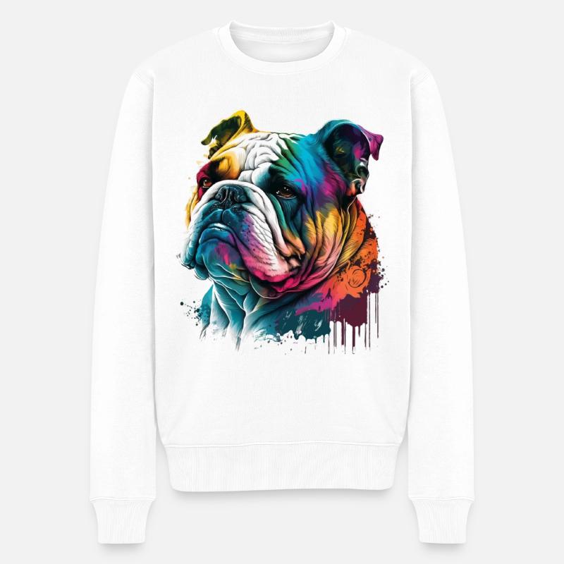 Bulldogge - Männer Premium Bio Pullover - Weiß