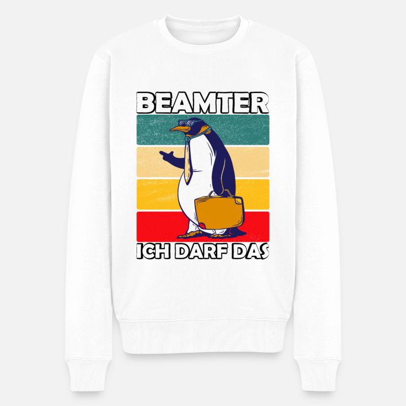 Beamter Beamtin Spruch Ich Darf Das - Männer Premium Bio Pullover - Weiß