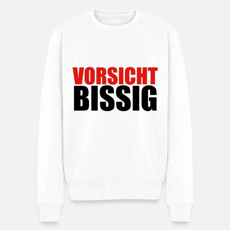 vorsicht bissig - Männer Premium Bio Pullover - Weiß