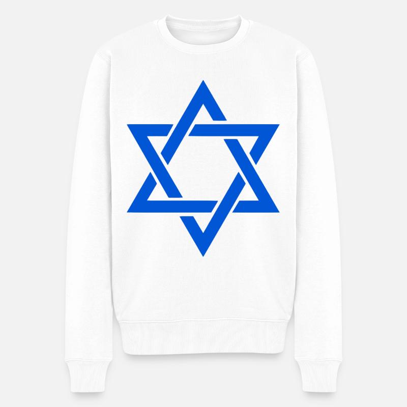 Davidstern - Männer Premium Bio Pullover - Weiß