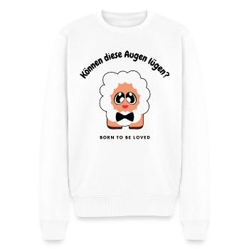 Schaf. Können diese Augen lügen? - Männer Premium Bio Pullover - Weiß - Vorne - Thijin (182cm)