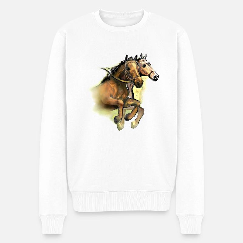 Im Sprung - Männer Premium Bio Pullover - Weiß