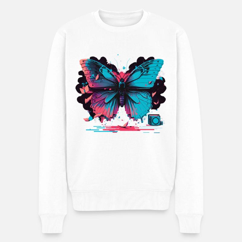 Papillon néon - Pull Premium bio Homme - blanc