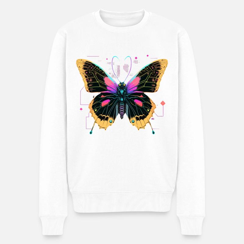 Strahlende digitale Flügel - Männer Premium Bio Pullover - Weiß