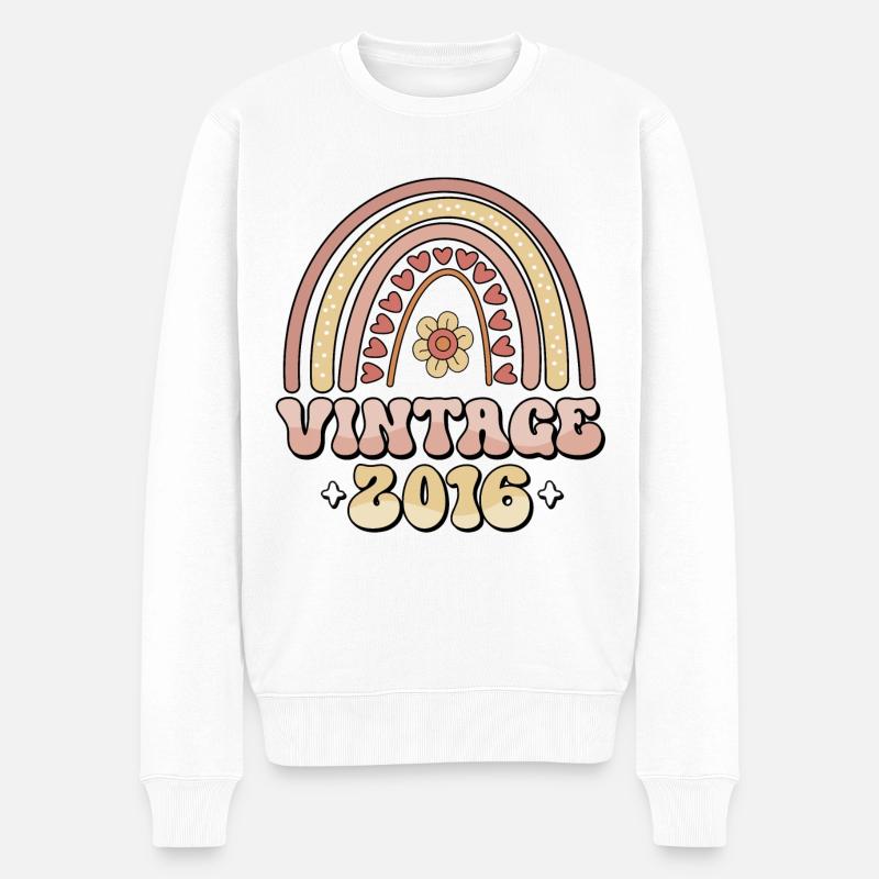 Vintage 2016 Retro Jahrgang Geburtstag Geschenk - Männer Premium Bio Pullover - Weiß