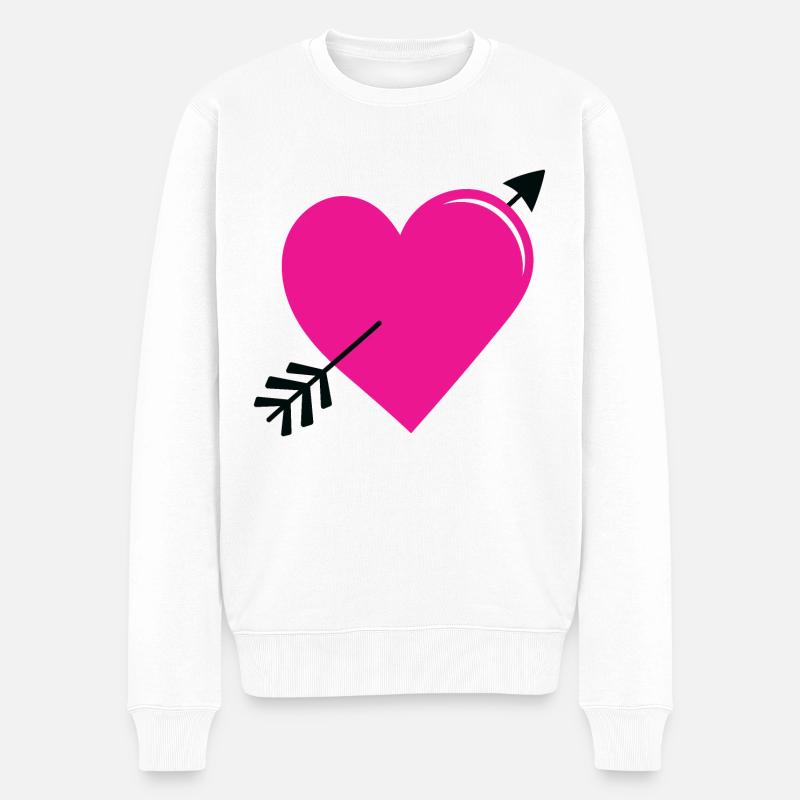 Liebesherz mit Pfeil - Männer Premium Bio Pullover - Weiß