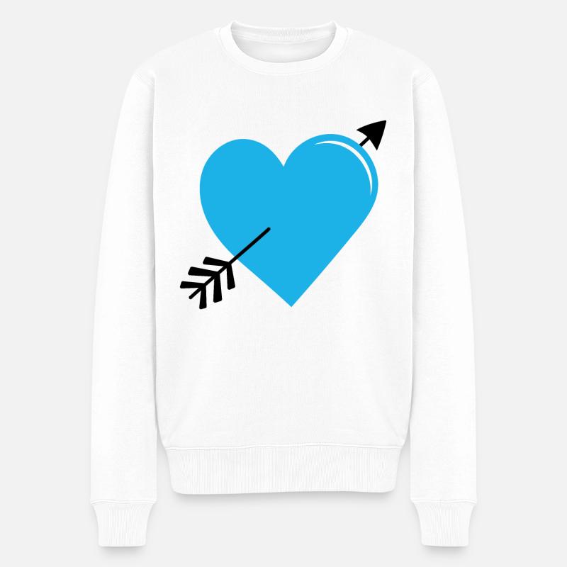 Pfeilherz Blau - Männer Premium Bio Pullover - Weiß