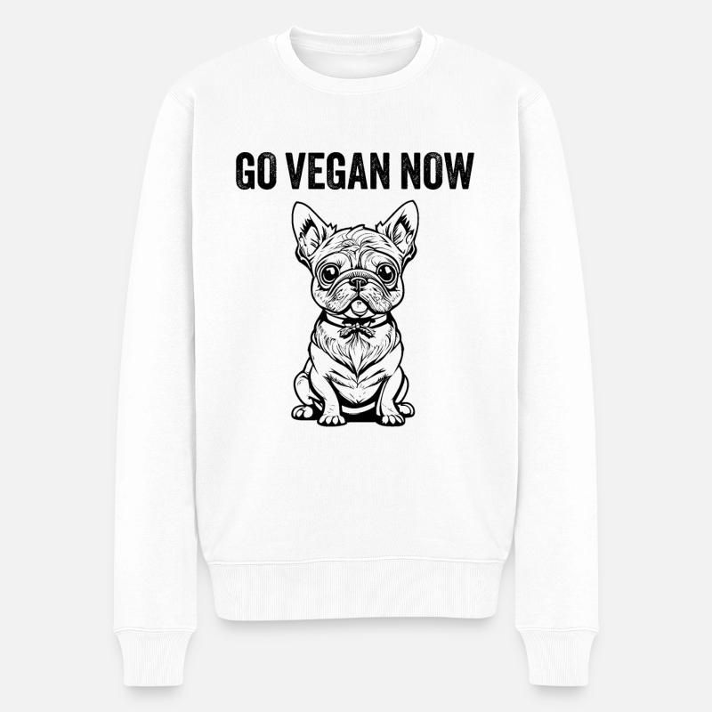 GO VEGAN NOW - Männer Premium Bio Pullover - Weiß
