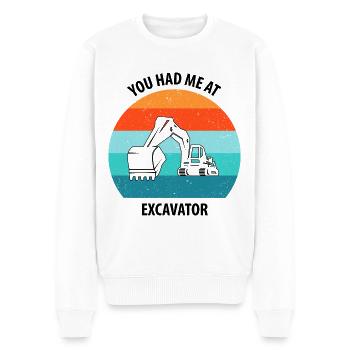 Excavatrice Conducteur d’excavatrice Camion d’excavatrice - Pull Premium bio Homme - blanc - Devant - Thijin (182cm)