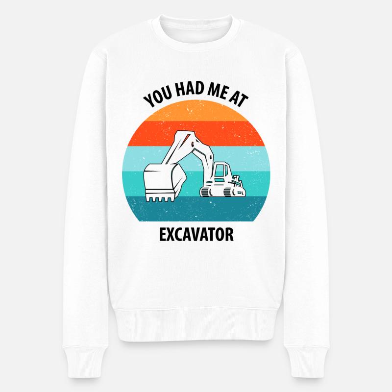 Bagger Baggerfahrer Baggerwagen - Männer Premium Bio Pullover - Weiß