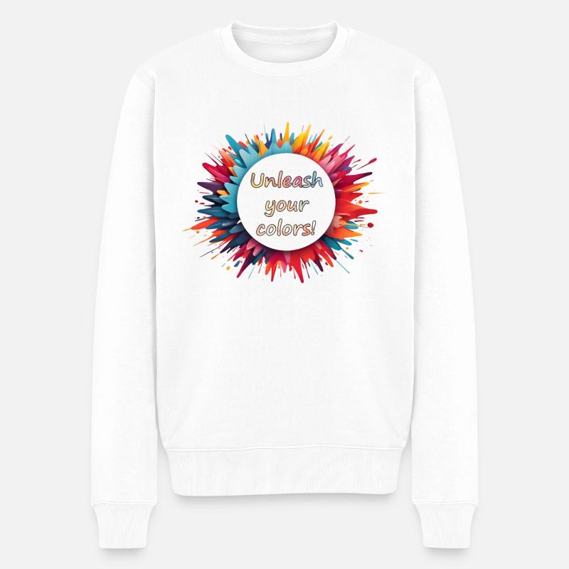 UnleashYourColors - Männer Premium Bio Pullover - Weiß