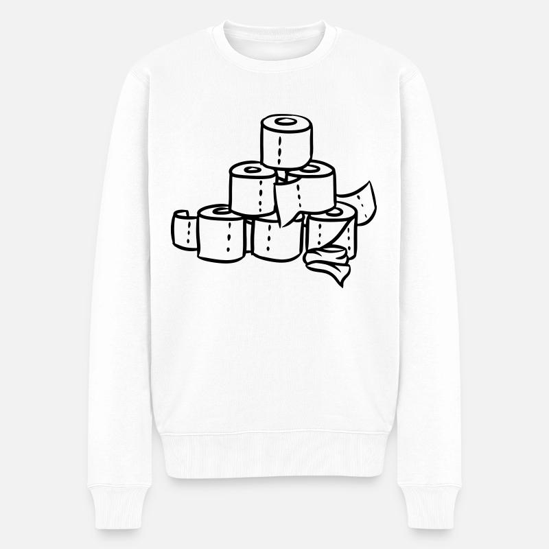 Toilette Klopapierturm WC - Männer Premium Bio Pullover - Weiß