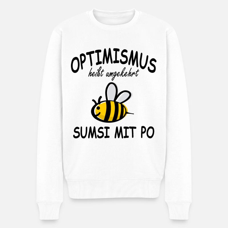 Optimismus Sumsi mit Po Imker Bienen Hummel Honig - Männer Premium Bio Pullover - Weiß
