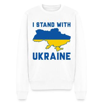 I Stand With Ukraine - Men's Premium Organic Jumper - white - Front - Thijin (182cm)