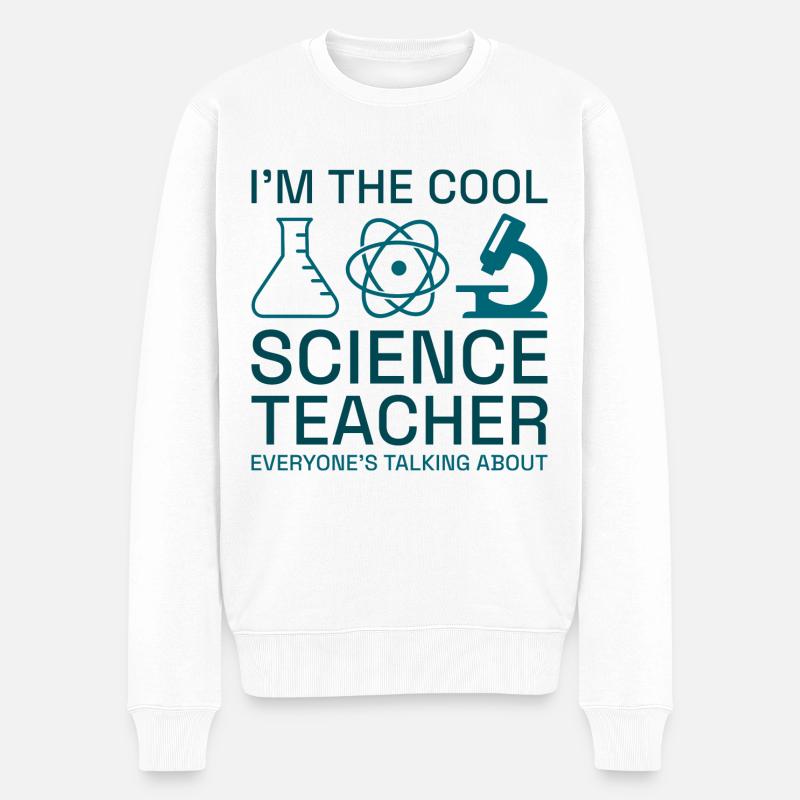 Ich bin der coole Wissenschaftslehrer - Männer Premium Bio Pullover - Weiß