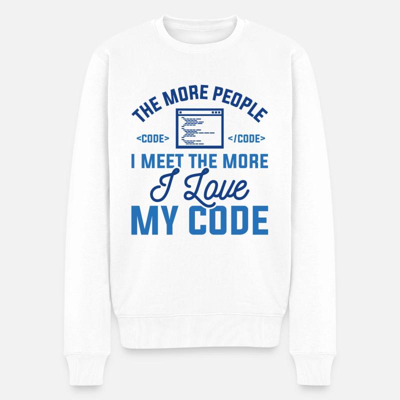 Ich liebe meinen Code - Männer Premium Bio Pullover - Weiß