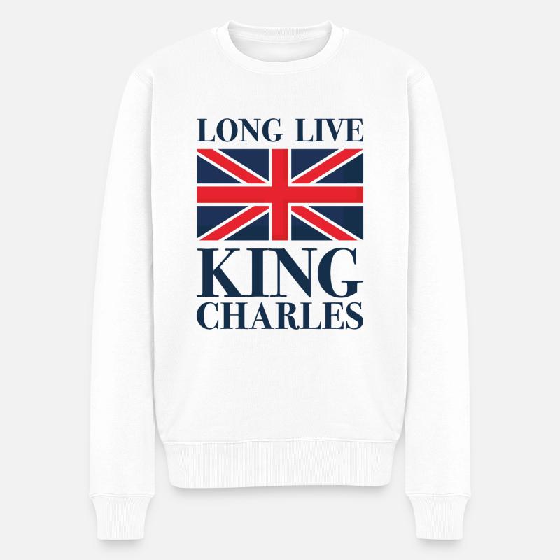 Es lebe König Charles - Männer Premium Bio Pullover - Weiß