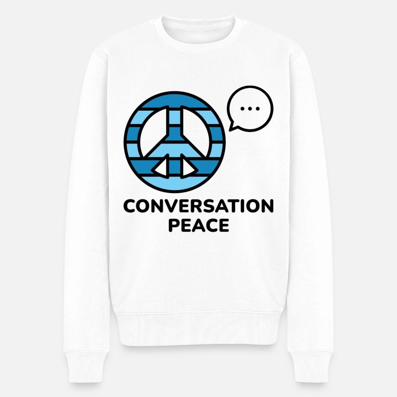 Conversation Paix - Pull Premium bio Homme - blanc
