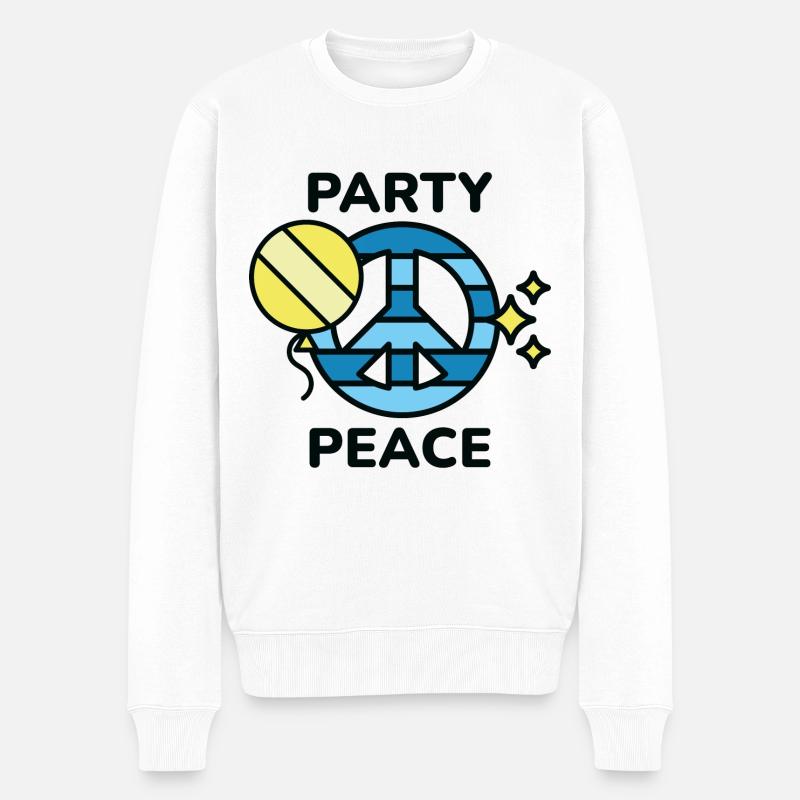 Party Frieden - Männer Premium Bio Pullover - Weiß