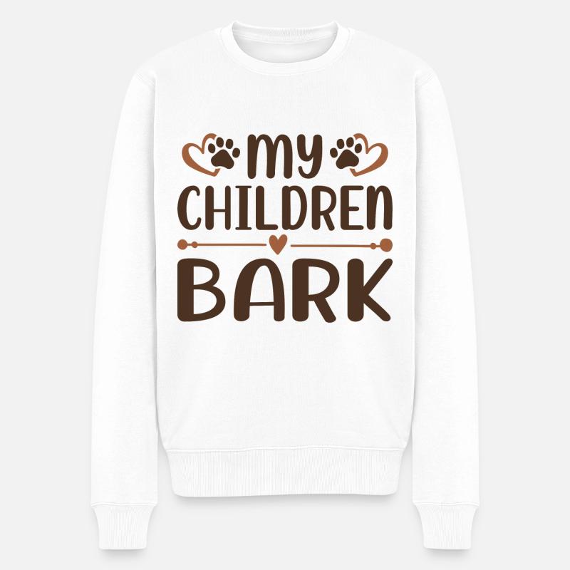 Meine Kinder bellen - Männer Premium Bio Pullover - Weiß