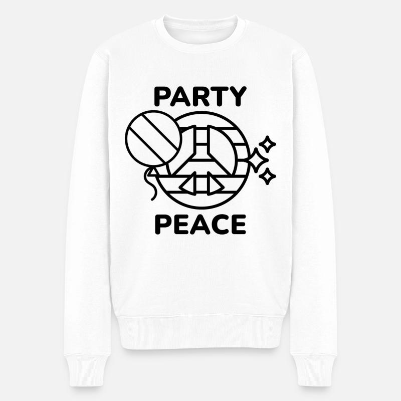 Party Frieden - Männer Premium Bio Pullover - Weiß
