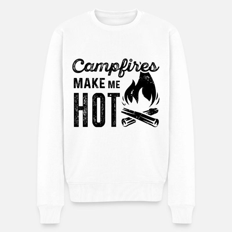 Lagerfeuer machen mich heiß - Männer Premium Bio Pullover - Weiß