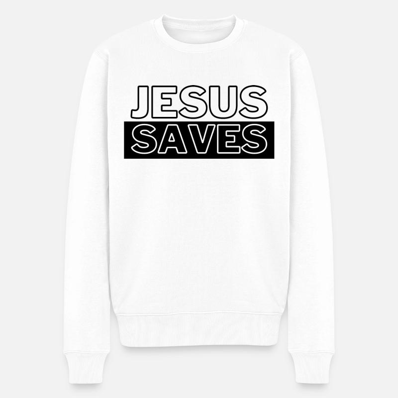 Jesus Rettet Christlich Bibel - Männer Premium Bio Pullover - Weiß