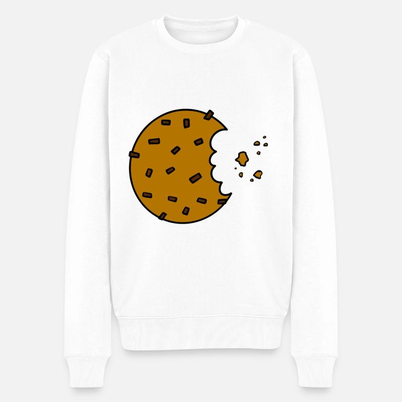 Keks - angebissener Keks - cookie - Männer Premium Bio Pullover - Weiß