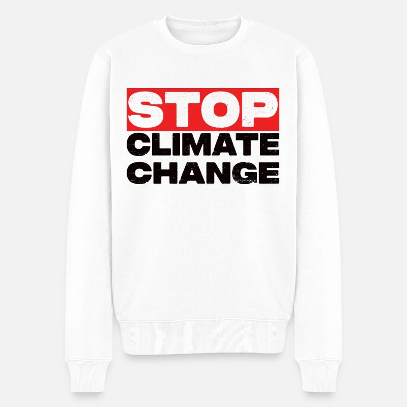 Stop Climate Change - Männer Premium Bio Pullover - Weiß
