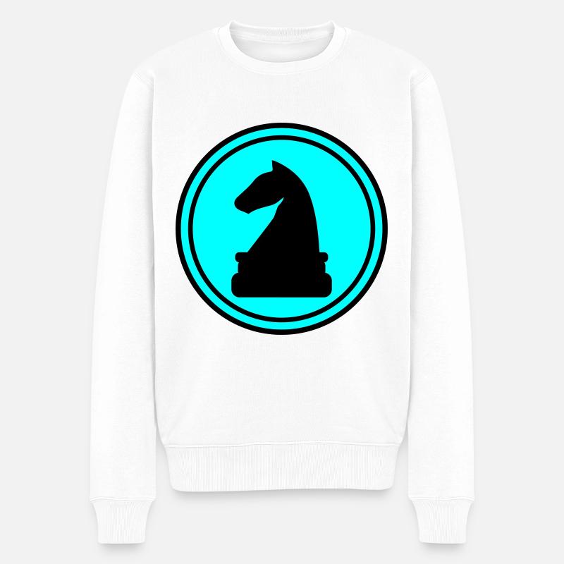 Pferd Schachfigur - Männer Premium Bio Pullover - Weiß