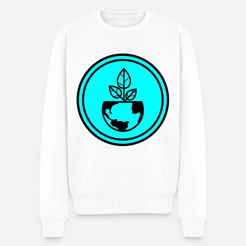 Planet Erde - Männer Premium Bio Pullover - Weiß
