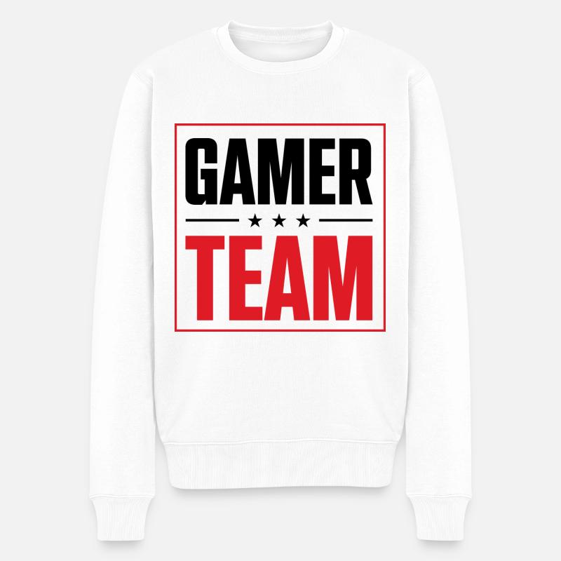 Gamer Team - Männer Premium Bio Pullover - Weiß