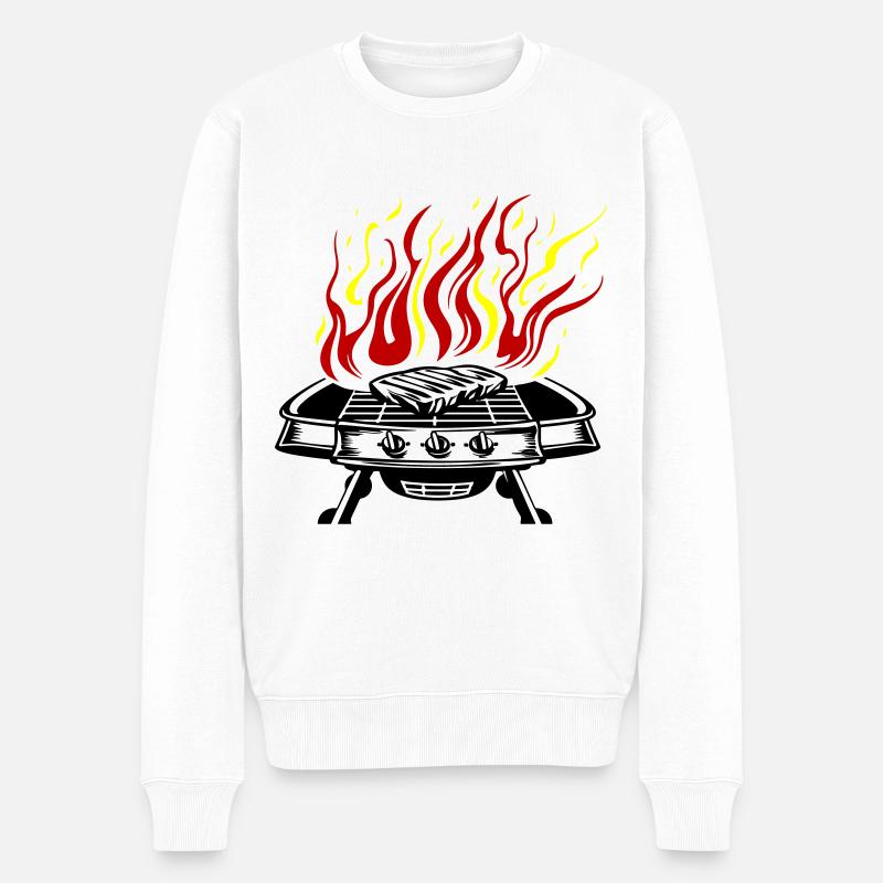 Grill Symbol Logo Fire Grilling - Pull Premium bio Homme - blanc