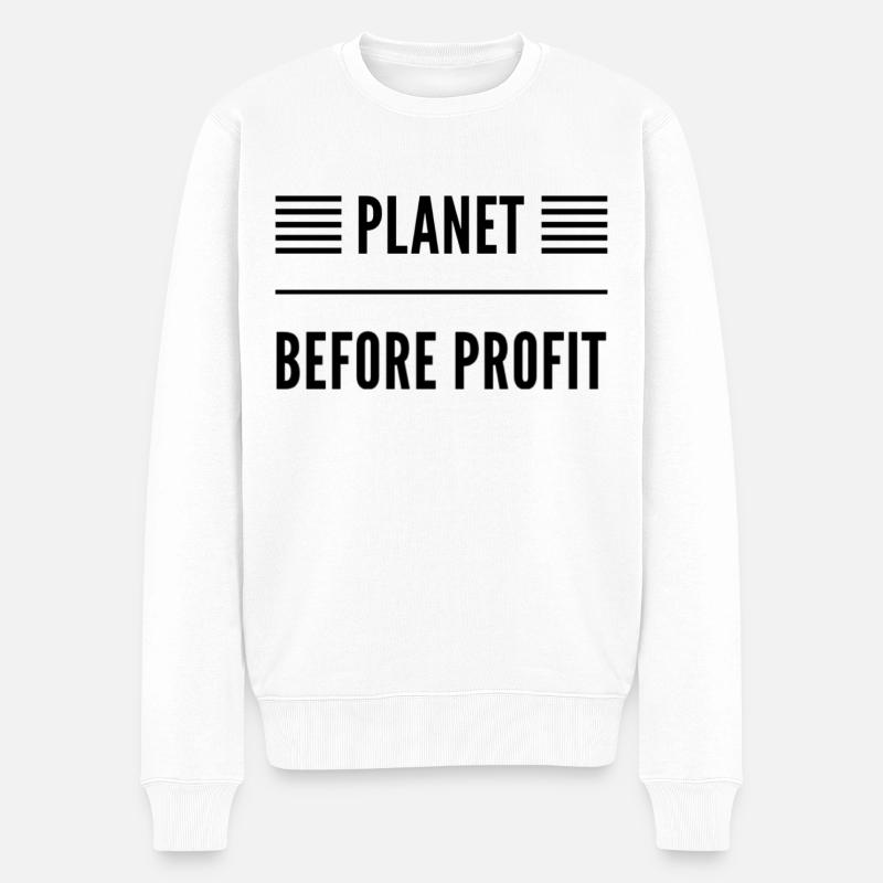 Planet Before Profit - Männer Premium Bio Pullover - Weiß
