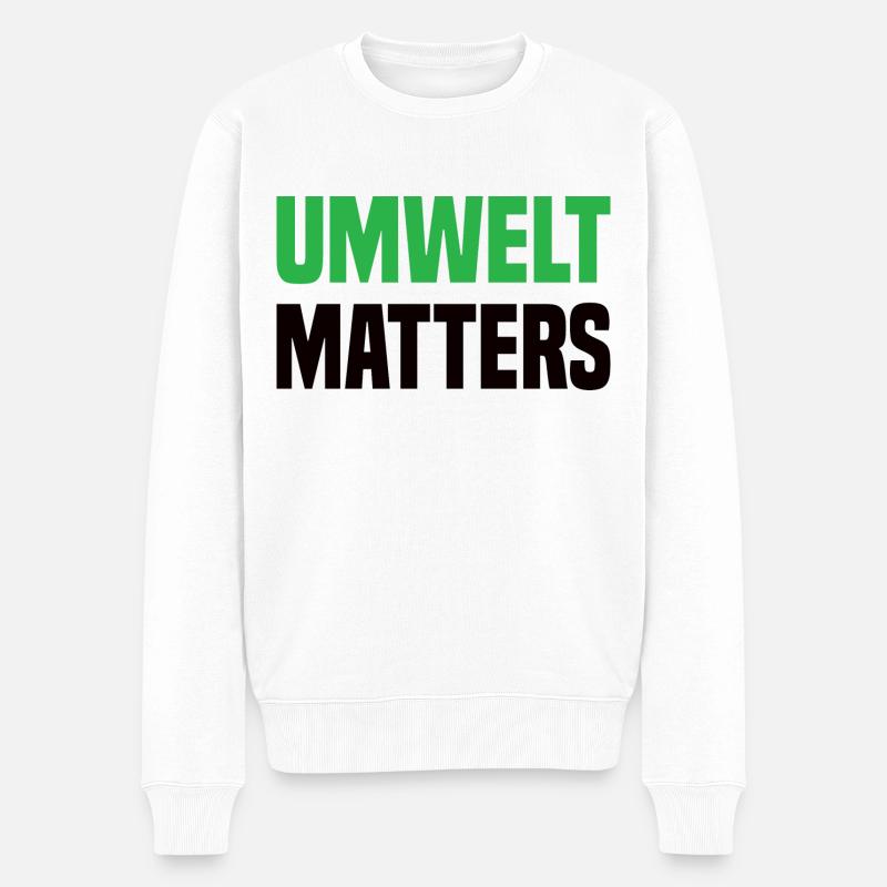 Umwelt Matters Klimawandel - Männer Premium Bio Pullover - Weiß