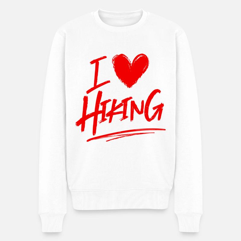 Ich liebe Hiking - Männer Premium Bio Pullover - Weiß