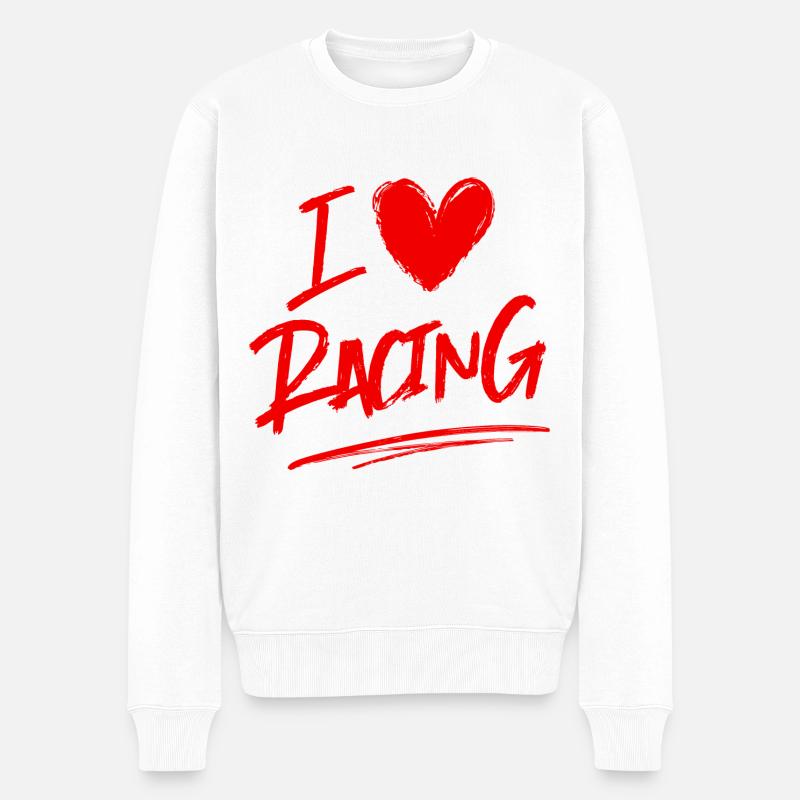 Ich liebe Rennen - Männer Premium Bio Pullover - Weiß
