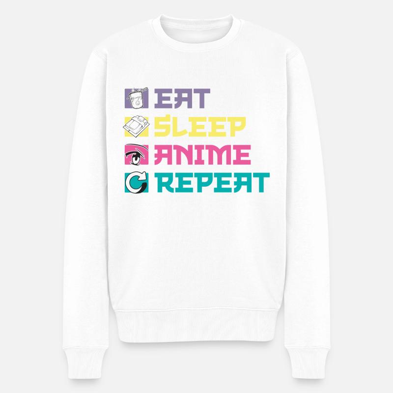 Manger, dormir, anime, répéter - Pull Premium bio Homme - blanc