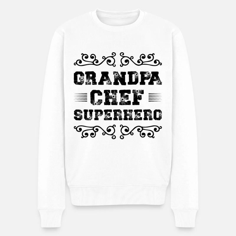 Opa Chef Superheld - Männer Premium Bio Pullover - Weiß