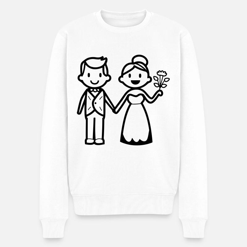 Hochzeit Brautpaar Ehepaar - Männer Premium Bio Pullover - Weiß