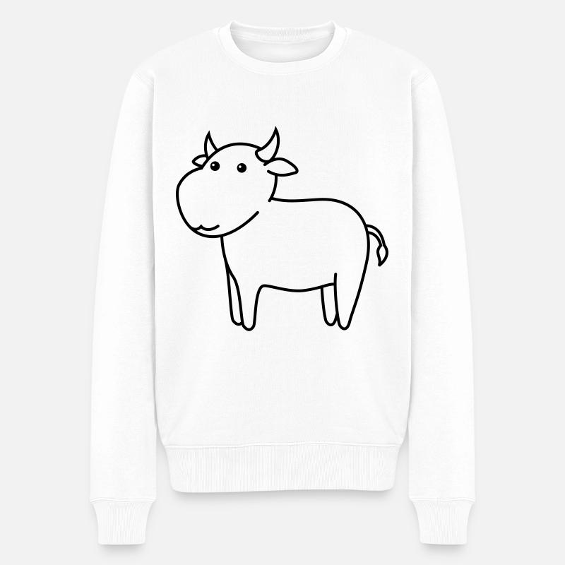 Stier Comic Tier - Männer Premium Bio Pullover - Weiß