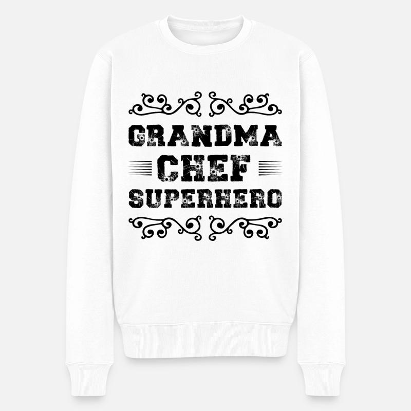 Oma Chef Superheld - Männer Premium Bio Pullover - Weiß