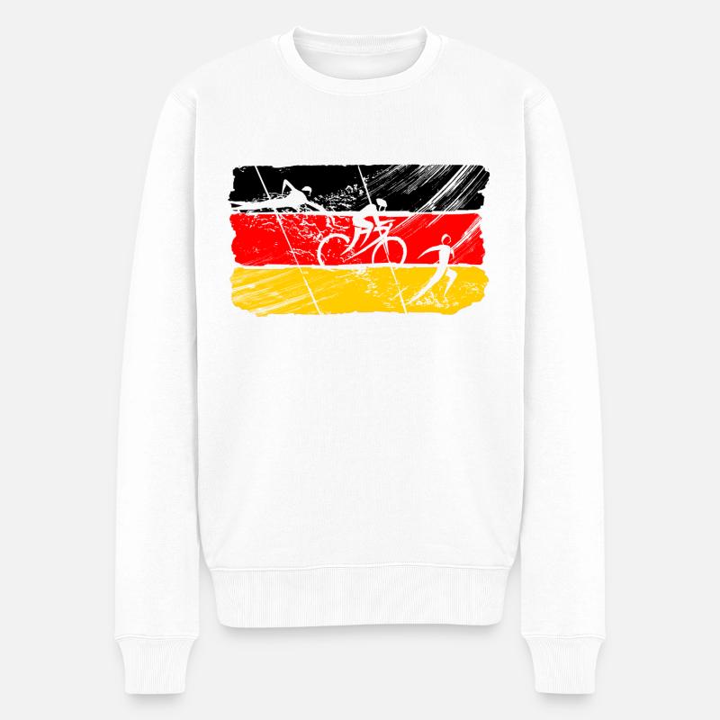 Drapeau du triathlon Allemagne (GER) - Pull Premium bio Homme - blanc