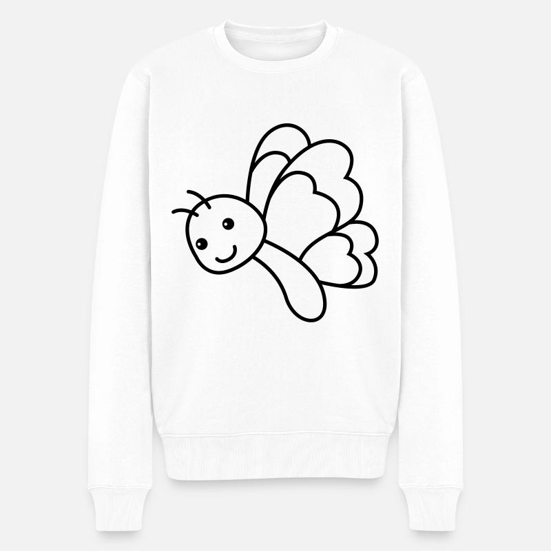 Schmetterling Comic Tier - Männer Premium Bio Pullover - Weiß