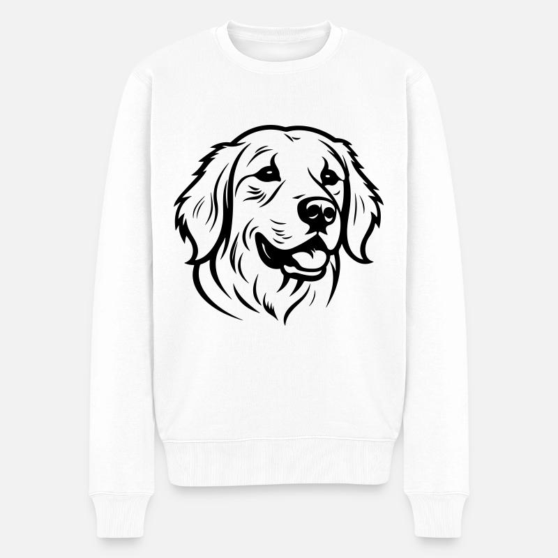 Golden Retriever Hund Kopf - Männer Premium Bio Pullover - Weiß
