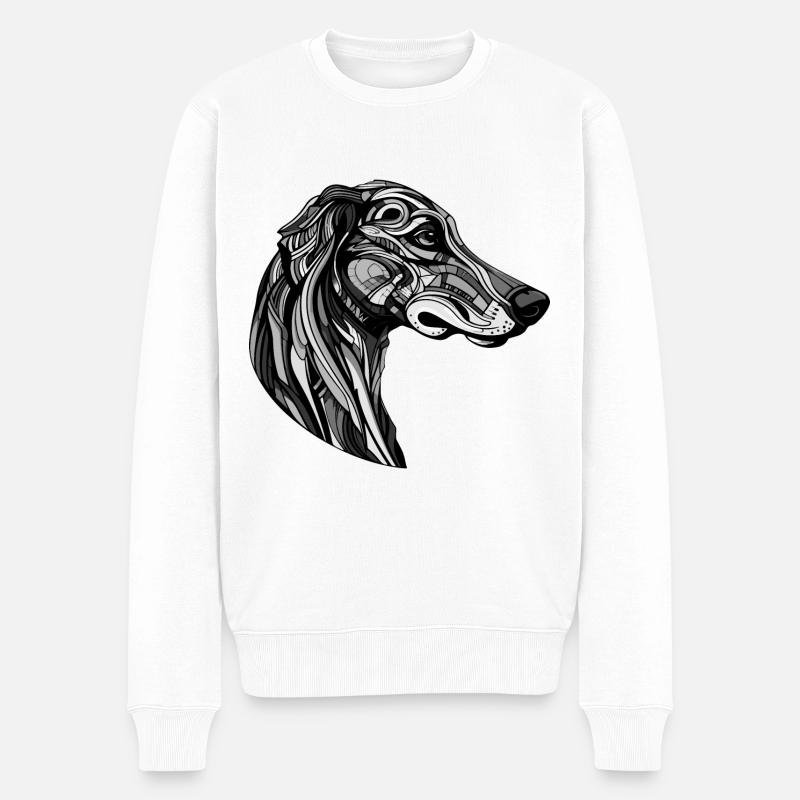 Portrait de chien lévrier - Pull Premium bio Homme - blanc