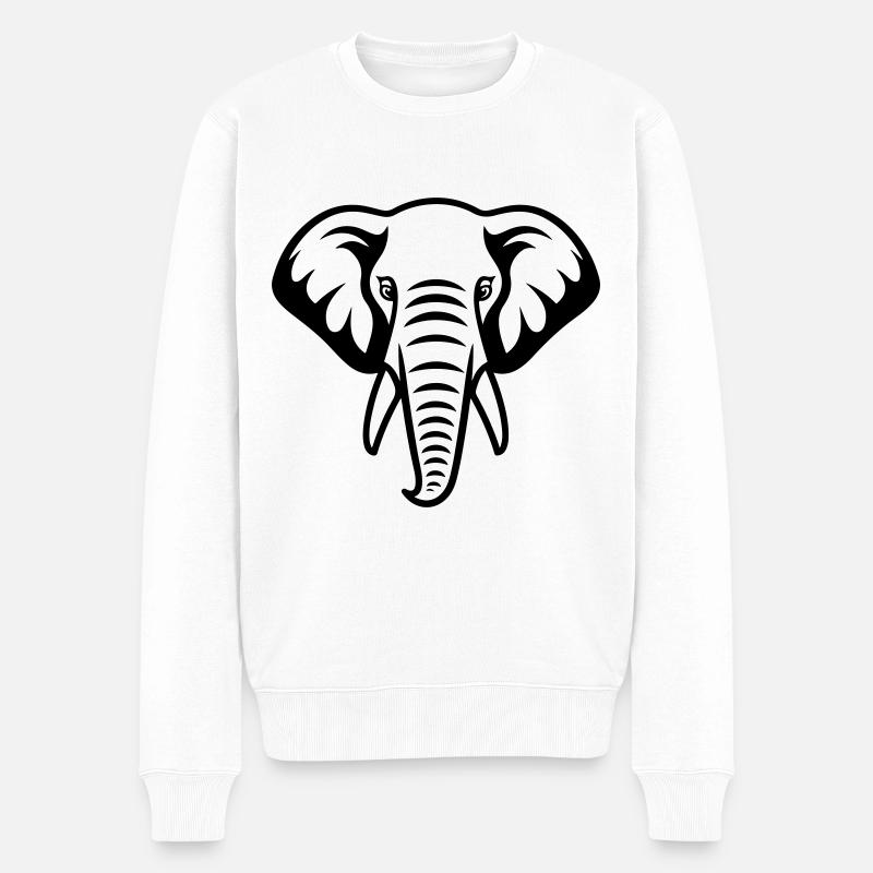 Elefant Kopf - Männer Premium Bio Pullover - Weiß