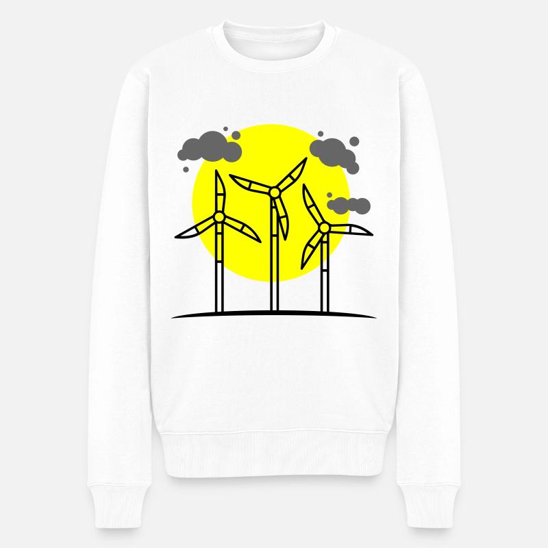 Windrad Erneuerbare Energie - Männer Premium Bio Pullover - Weiß