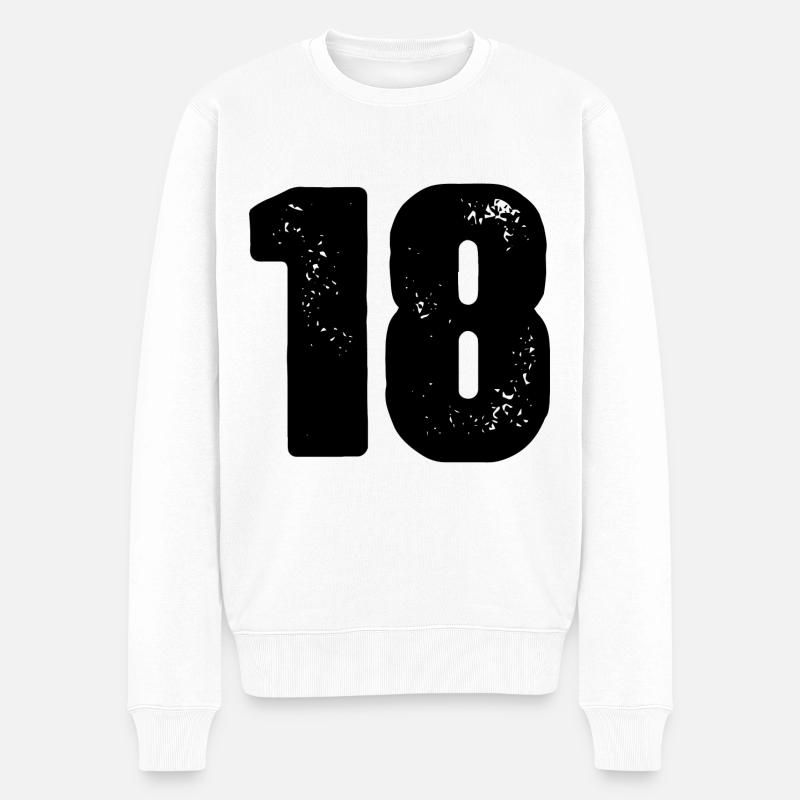 18 Zahl Trikot - Männer Premium Bio Pullover - Weiß